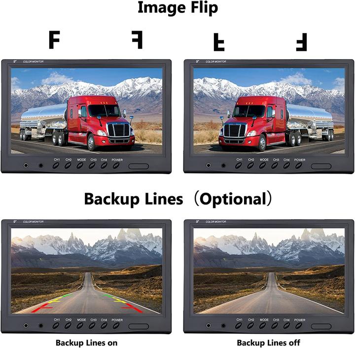 Image du produit Camecho Caméra de recul 4 caméras Set, 9 pouces + 4 caméras