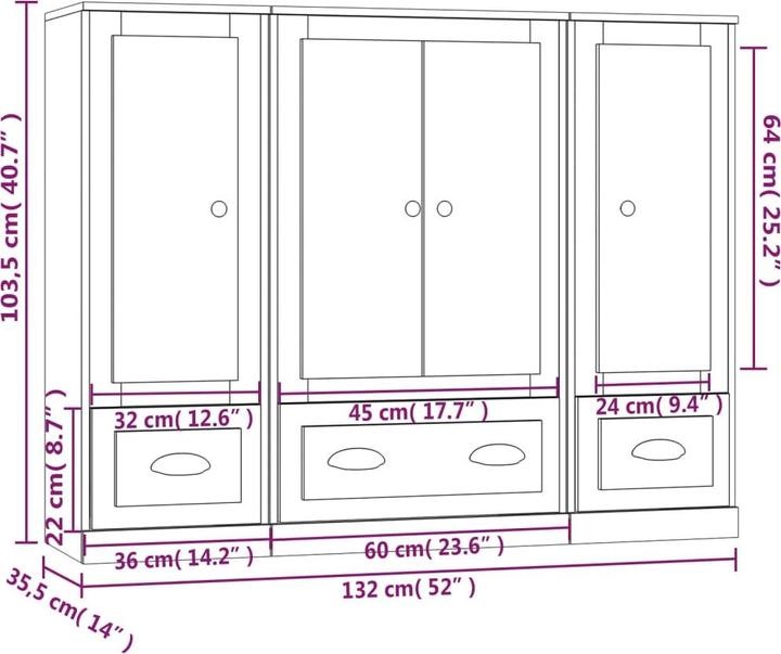 Produktbild vidaXL Highboard (132 x 35.50 x 103.50 cm)
