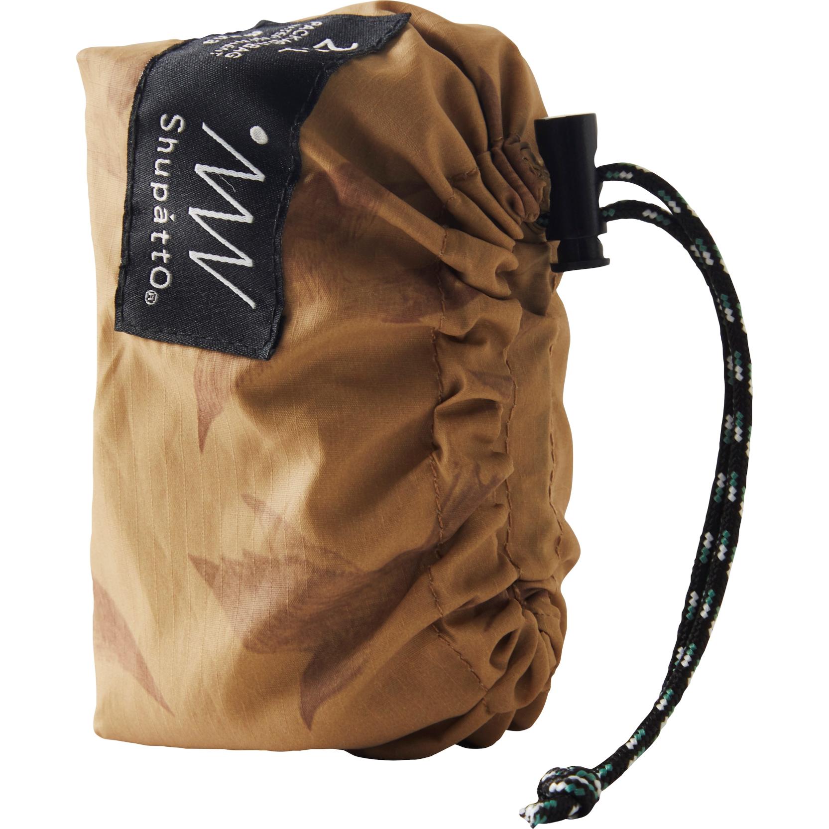 Thumbnail - Shupatto, Einkaufshilfe, Compact Packable Bag "Flying Birds" - Faltbare Tasche One-Pull (patentiert), Braun