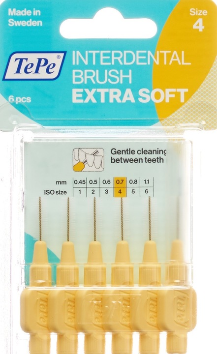 Produktbild TePe Interdental Brush 0.7mm x-soft gelb (6 x, 0.70 mm)