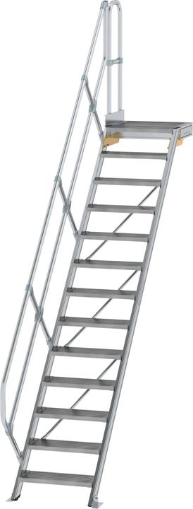 Produktbild Munk Treppe mit Plattform 45° Stufenbreite 600 mm 13 Stufen Aluminium geriffelt (Gerüst, 60 cm)