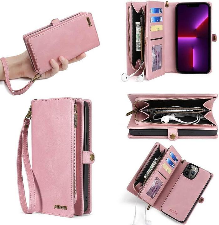 Produktbild Megshi iPhone 15 Pro Max - 2-1 Brieftaschen Hülle rosa (Apple iPhone 15 Pro Max)