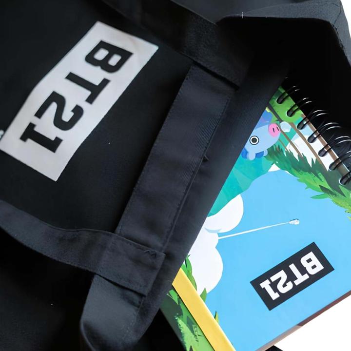 Image du produit BT21 - Sac à provisions en tissu 28x40 cm (Noir)