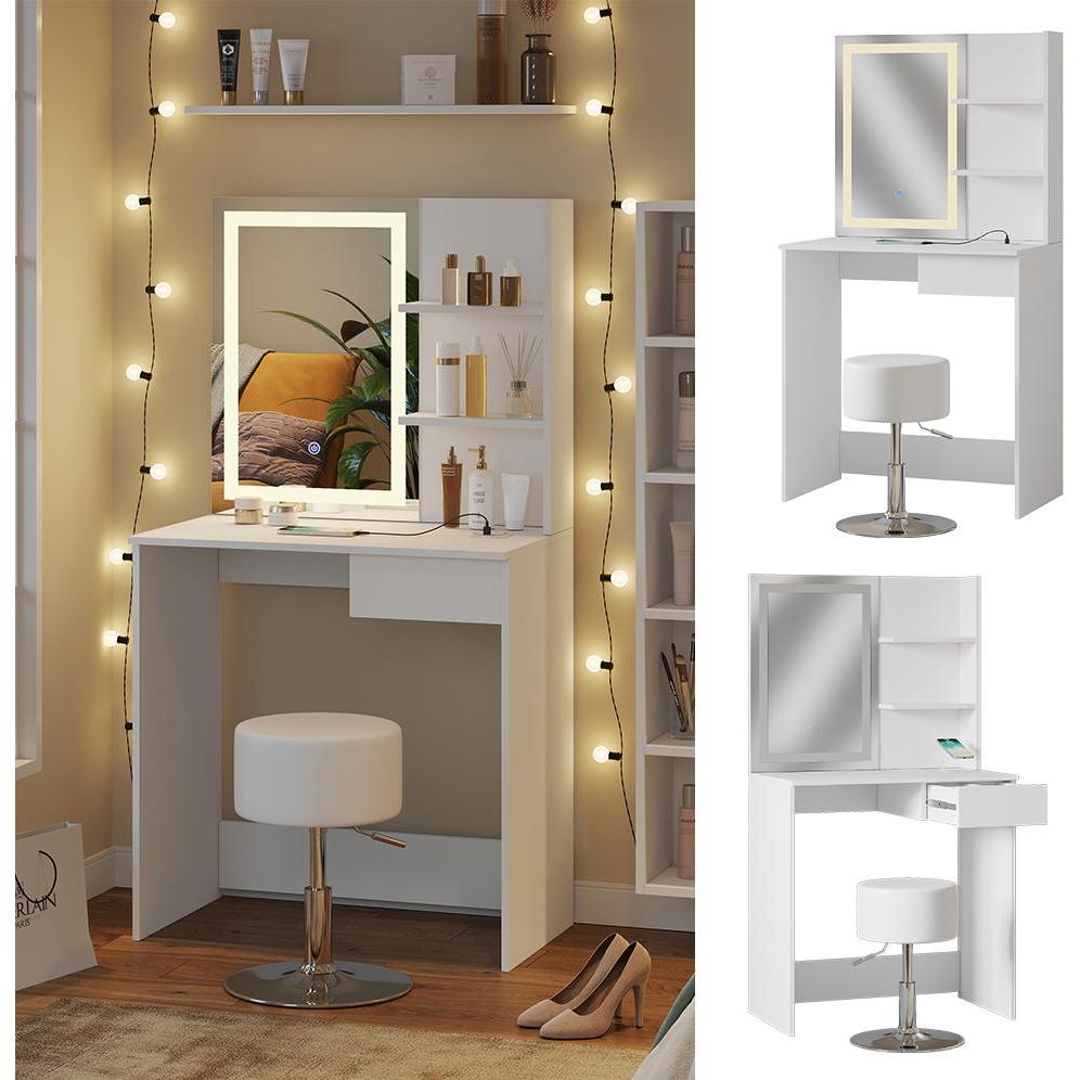 Thumbnail - Vicco, Schminktisch, Dekos mit Hocker und Beleuchtung