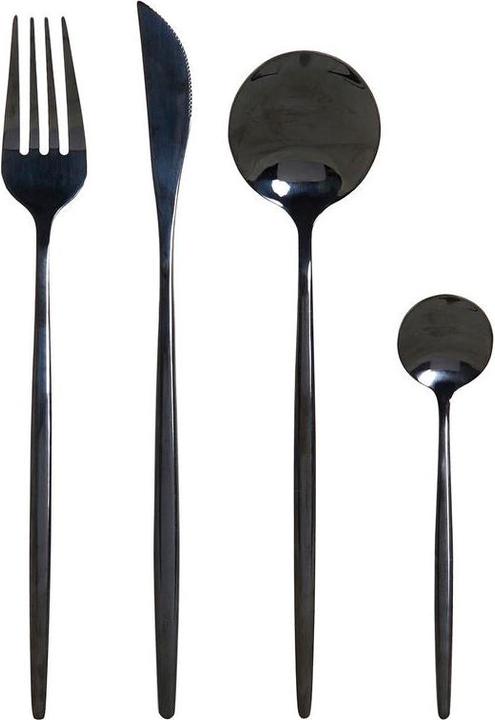 DKD Home Decor Besteckset aus Edelstahl Schwarz Edelstahl 3 x 1,5 x 13 cm 16 Stücke (16 Stk., Besteck Set)
