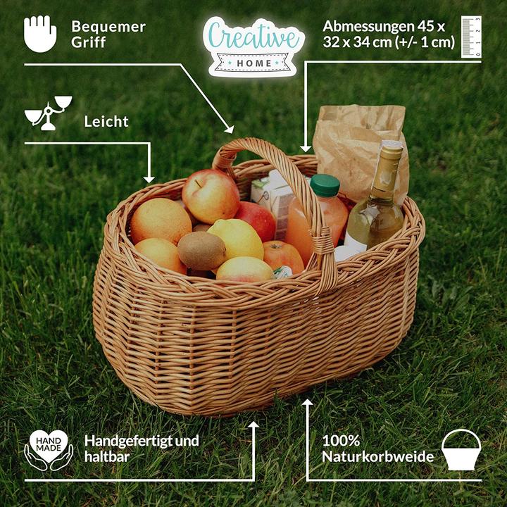 Actual product image Creative Home Picnic Basket Wicker Basket, 45x32 H-24/34