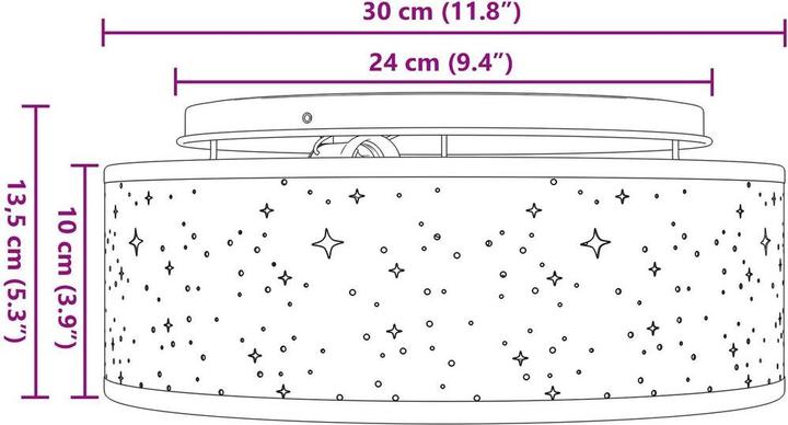 Produktbild VidaXL Deckenleuchte mit sternenförmigem Lampenschirm Grau Ø 30 cm Stoff E27 (GU10)