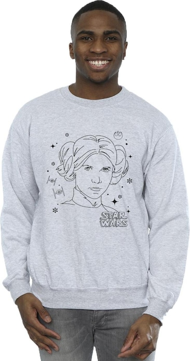 Actual product image Star Wars Mens Episode IV: A New Hope Leia Christmas Sketch Sweatshirt (3XL)