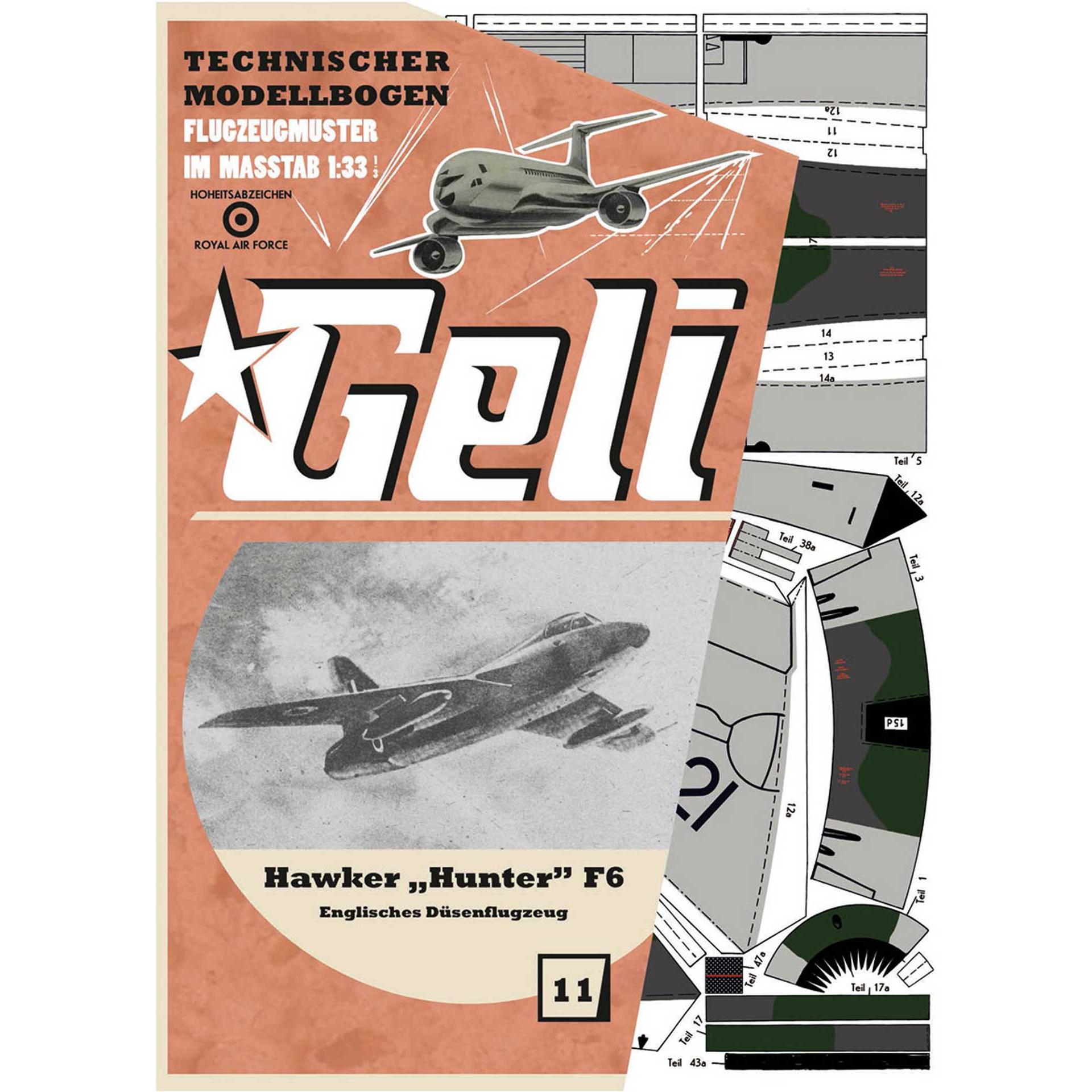 Geli hawker hunter f6 kartonmodell
