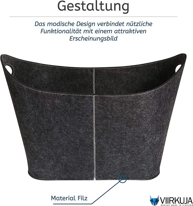 Actual product image Viirkuja XXL Wood Basket, Dark Grey (45 x 32 x 40 cm)