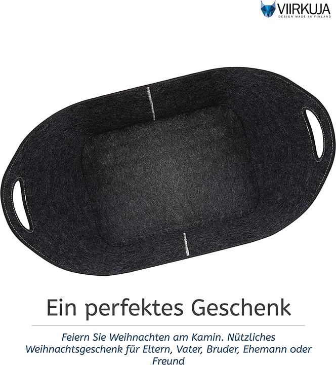 Actual product image Viirkuja XXL Wood Basket, Dark Grey (45 x 32 x 40 cm)