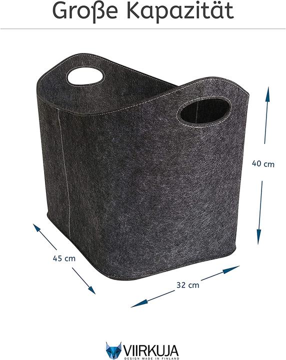 Actual product image Viirkuja XXL Wood Basket, Dark Grey (45 x 32 x 40 cm)