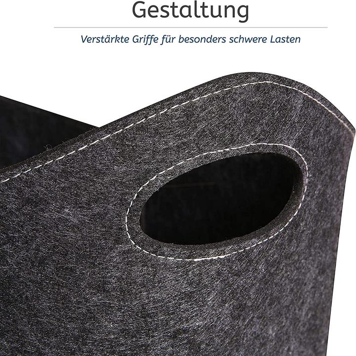 Actual product image Viirkuja XXL Wood Basket, Dark Grey (45 x 32 x 40 cm)