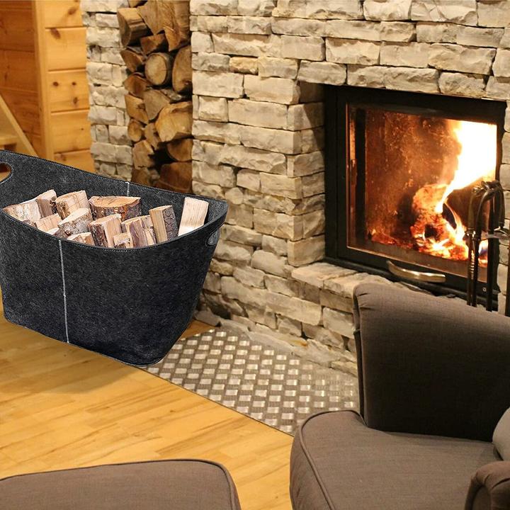Actual product image Viirkuja XXL Wood Basket, Dark Grey (45 x 32 x 40 cm)