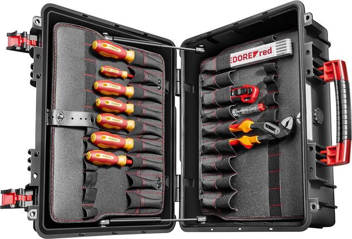 Actual product image Gedore Tool case for electricians-R21652089 88-pcs. RED (88 pieces)
