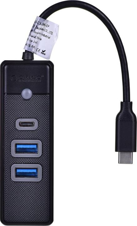 Productafbeelding Orico Hub Adapter USB-C naar 2x USB 3.0 + USB-C, 5 Gbps, 0,15m (Zwart) (USB-C, 3 Havens)