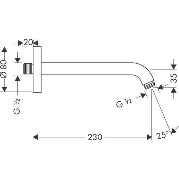 Thumbnail - hansgrohe, Duschsystem, HG Brausearm DN 15 230mm, 67Grad, chrom