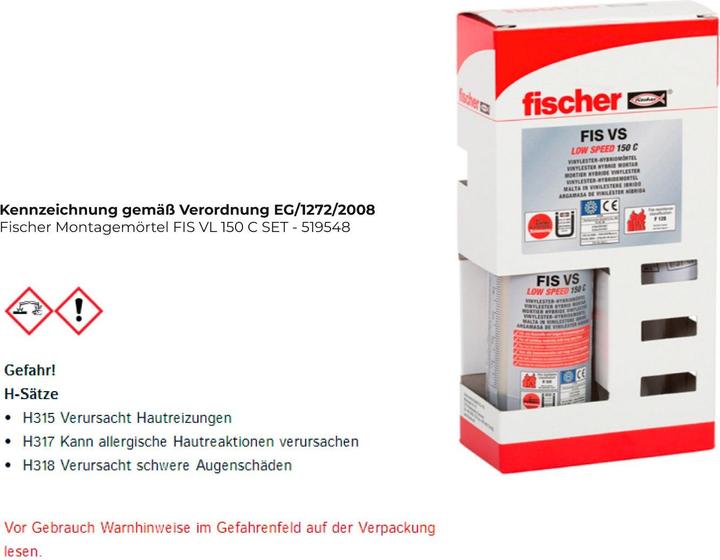 Image du produit Fischer Mortier de montage FIS VL 150 C Set (380 g)