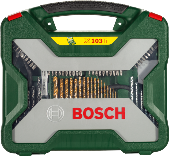Produktbild Bosch Zubehör X-Line-Titanium Bohrer- und Schrauber-Set, 103-teilig (1 mm, 1.5 mm, 2 mm, 2.5 mm, 3 mm, 3.5 mm, 4 mm, 4.5 mm, 5 mm, 5.5 mm, 6 mm, 6.5 mm, 7 mm, 8 mm, 10 mm)