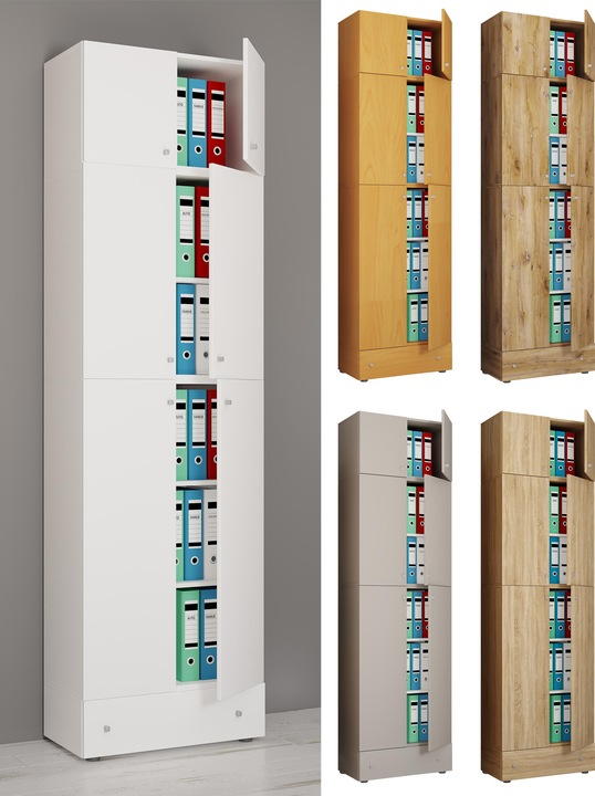 Produktbild VCM Büroschrank Aktenschrank Lona 5-fach Schublade Tür (70 x 39 x 240 cm)