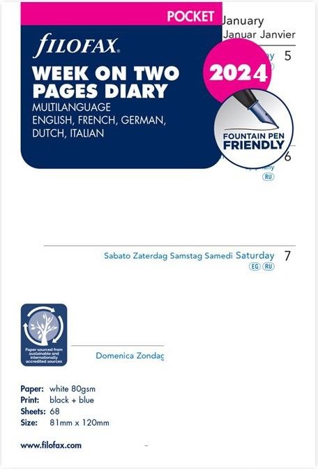 Image du produit Filofax PO-INH.1WO/2PAGES 4 LANGUES (81 x 120 mm)