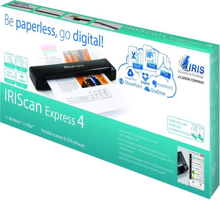 Image du produit Iris Scanner à feuilles pour documents Express 4 458510 (A4, USB, câble USB) (USB)