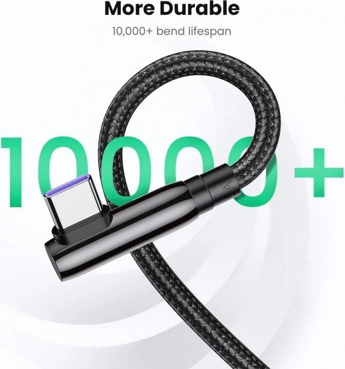 Image du produit Ugreen Câble USB vers USB-C US317 Angle, 2m (noir) (2 m, USB 2.0, 50 W)