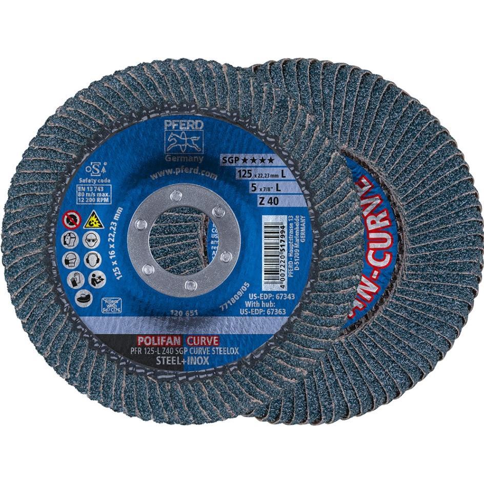 Pferd, Schleifmittel, Schruppscheibe Polifan PFR125 SGP-Curve L (Z40)