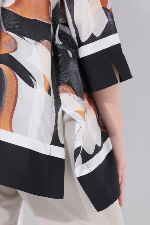 Actual product image Ulla Popken Abstract Print Pointed Hem Blouse (58)