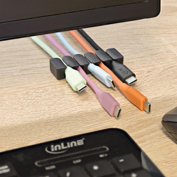 Actual product image InLine 5er Pack ® Kabelclip, 5-fach, selbstklebend, schwarz