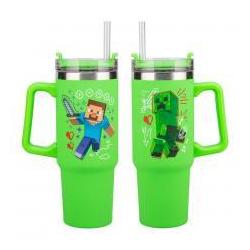 Paladone Products Paladone Minecraft Green 900ml Insulated Cup and Straw, Tazze