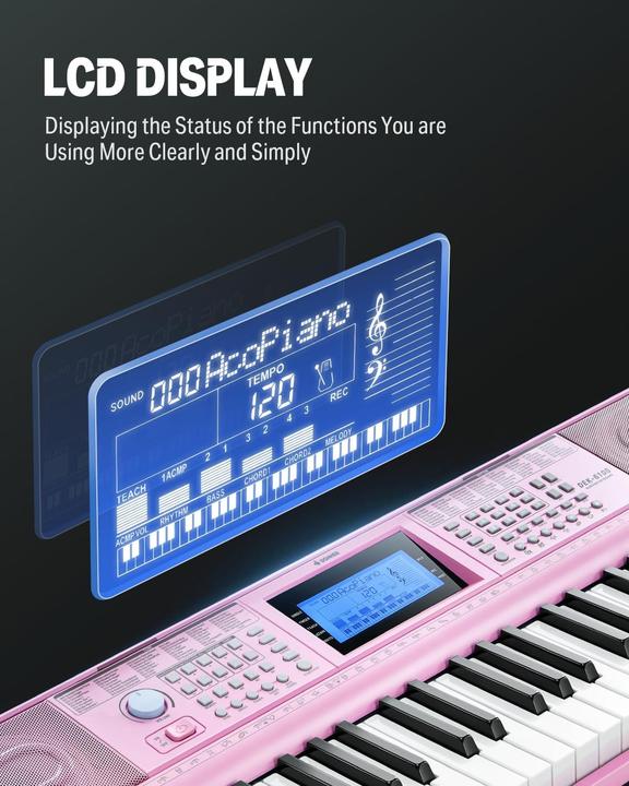 Actual product image Donner Electronic Keyboard Kit with 61 Keys, 249 Voices, Stand, Stool, Microphone (61 Keys)