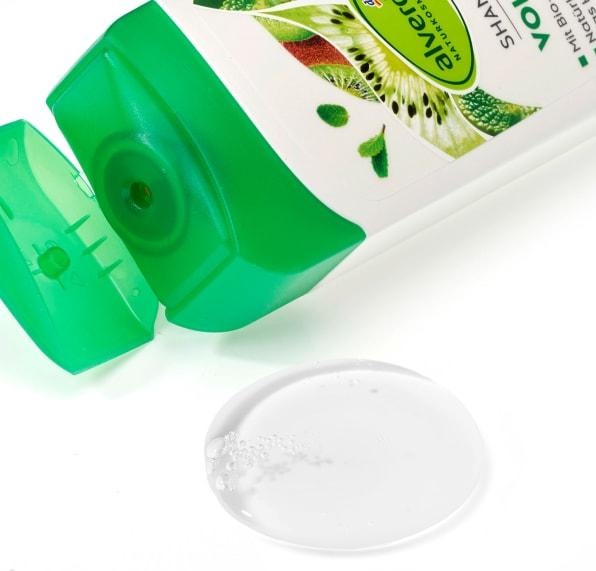 Produktbild dm alverde Volumen Bio-Kiwi Bio-Apfelminze (200 ml, Flüssiges Shampoo)