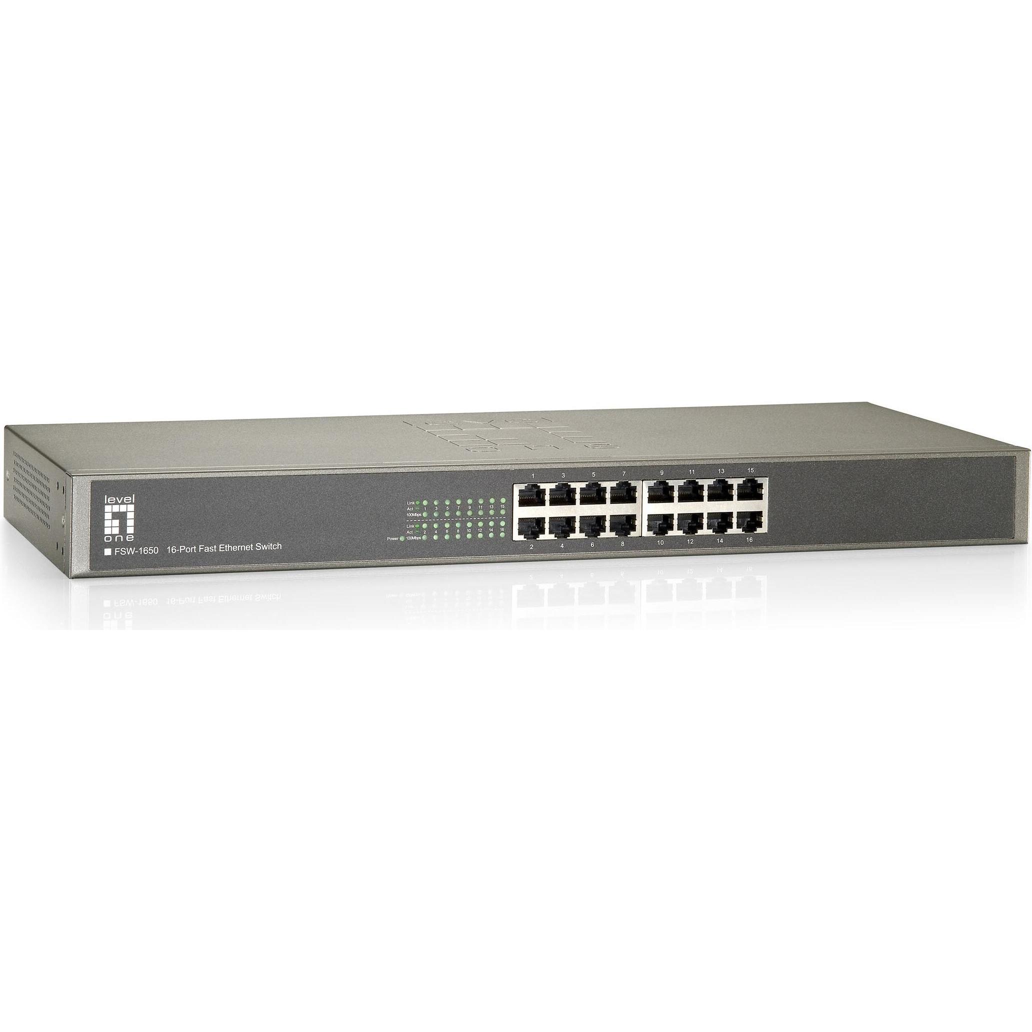 LevelOne FSW-1650 Fast Ethernet Switch 16Port Nuova linea 16Port (16 porte), Switch di rete, Grigio