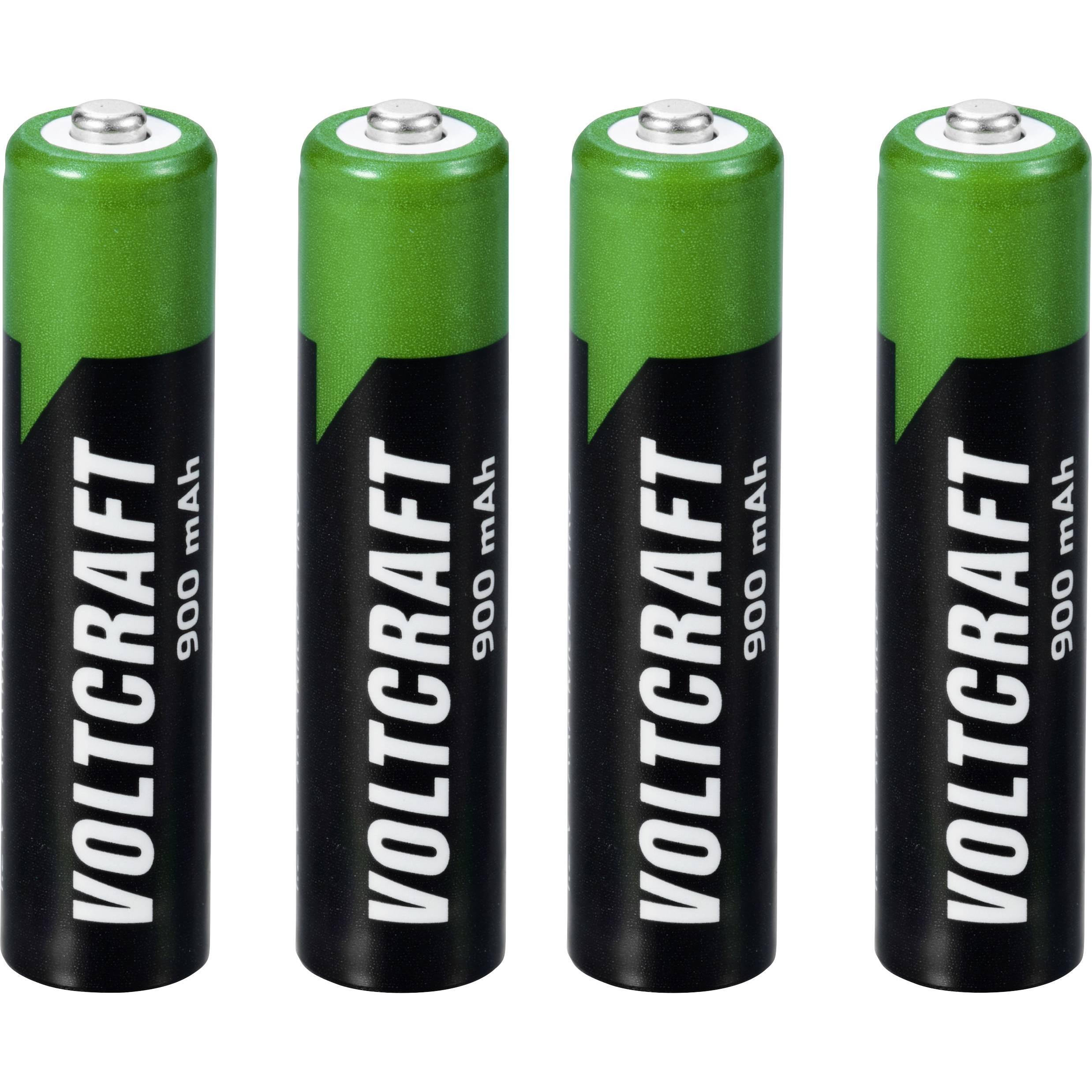 Voltcraft VC-16026040 Micro (AAA)-Akku NiMH 900 mAh 1.2 V 4 St. (4 pz., AAA, 900 mAh), Batterie + pile