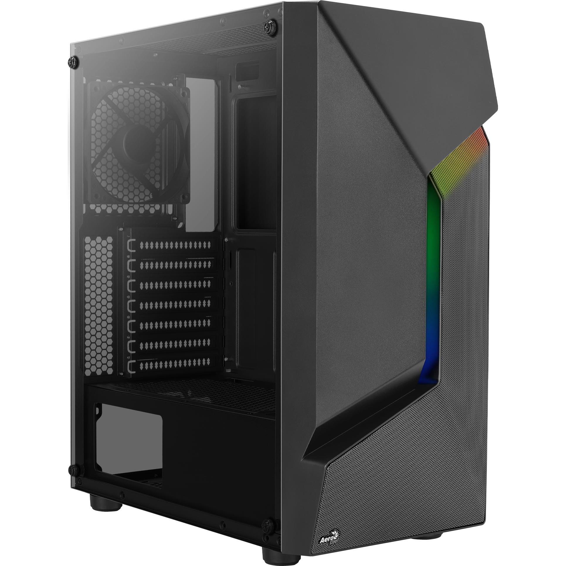 AeroCool Scape-G-BK-v1 Midi-Tower, Tempered Glass (ATX, mATX, Mini-ITX), PC Gehäuse, Schwarz