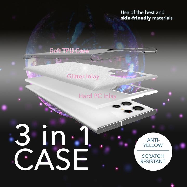 Produktbild Nalia Glitzer Silikon Hülle mit 2x Displayschutz (Samsung Galaxy S23 Ultra)