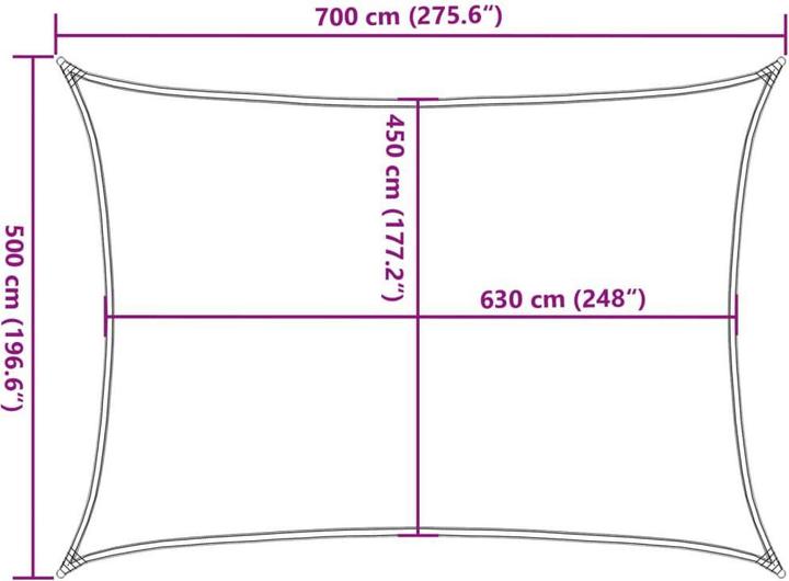 Actual product image vidaXL Sonnensegel (500 x 700 cm)