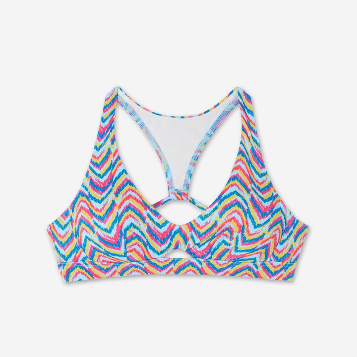 Image du produit Olaian Haut de maillot brassière de surf Femme - Agatha Pandor bleu rose et jaune (75 B)