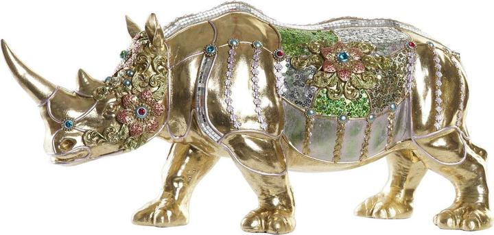 Actual product image DKD Home Decor Decorative figurine gold resin coloured colonial rhinoceros (55 x 17.5 x 25 cm)