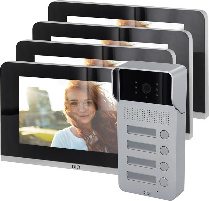 Chacon Connected Home Video Intercom Kit for Multi-Apartment with Outdoor Unit and 4 Monitors