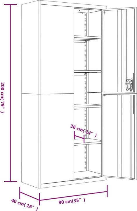 Produktbild vidaXL Aktenschrank (90 x 40 x 200 cm)