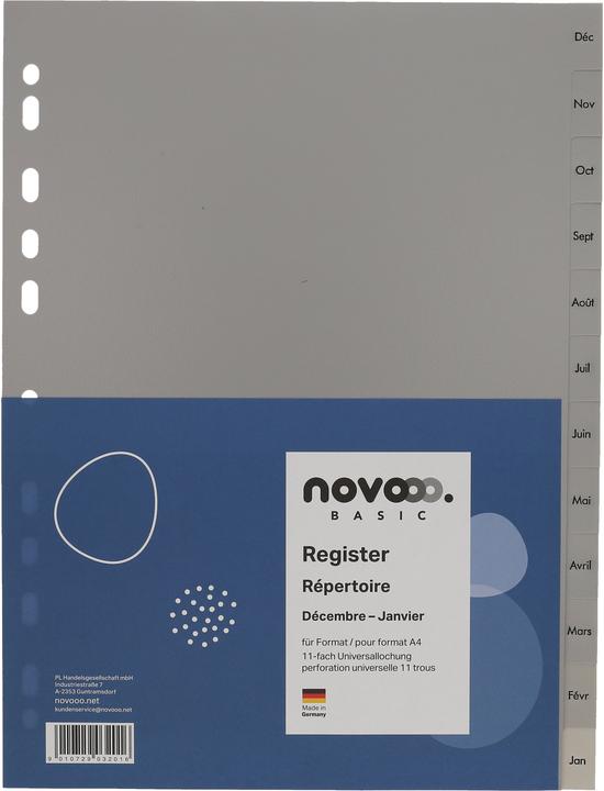 Produktbild Novooo Register PP grau A4