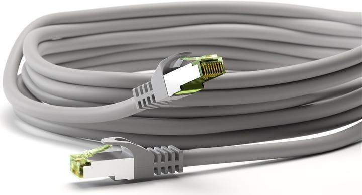 Actual product image Goobay GHMT-certified CAT 8.1 patch cable, S/FTP PiMF, grey (S/FTP, CAT8.1, 0.25 m)