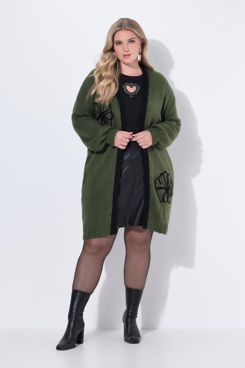 Image du produit Miamoda Cardigan long, coupe Straight Fit, fleurs brodées (50, 52)