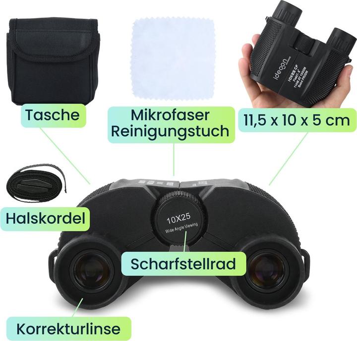 Produktbild Comfort Aid Kompaktes Mini Fernglas 10x25: Kompakt-Feldstecher für Jagd, Wandern & Outdoor (10x, 25 mm)