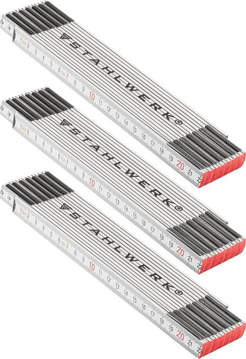 Produktbild Stahlwerk Zollstock 3er Set 3 Meter präziser Holz-Gliedermassstab, Meterstab (Metrisch)