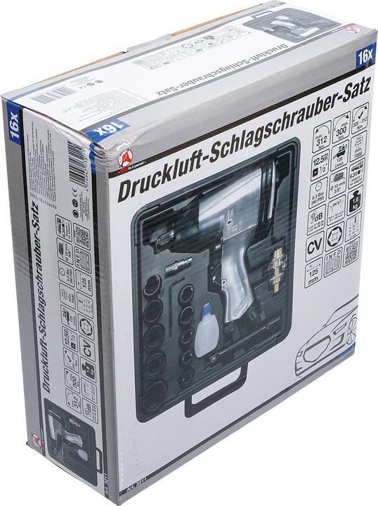 Produktbild BGS Druckluft-Schlagschrauber mit Werkzeugsatz 12,5 mm (1/2") 312 Nm 16-tlg. (Druckluft)