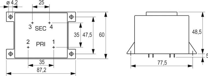 Actual product image Block PCB mount transformer 36VA 1x12 o/p