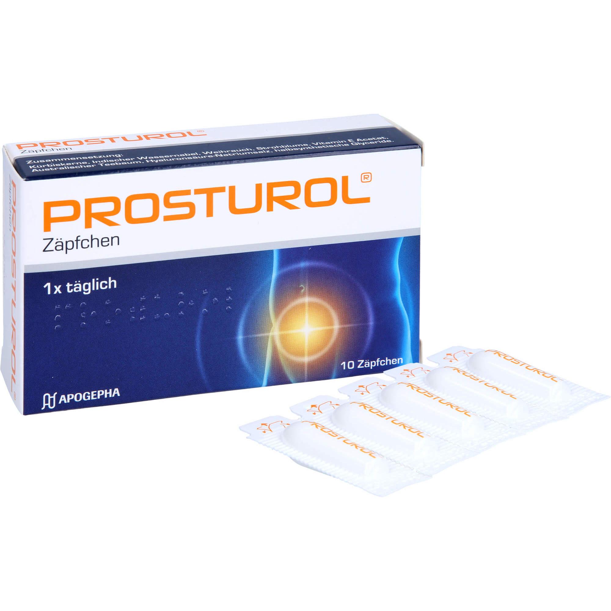 Apogepha, Intimpflege, PROSTUROL Zäpfchen bei Prostatitis und gutartiger Prostatavergrösserung, 10 St. Zäpfchen (Intimwa...